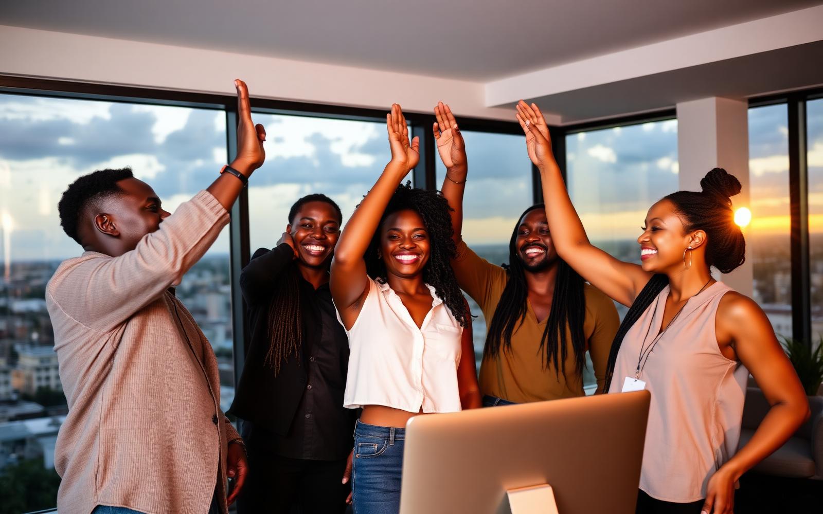 Students celebrating after completing the FokisTek AI course